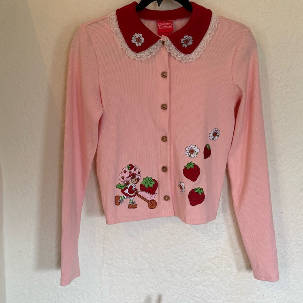 Strawberry Shortcake Portrait Collared Women's Cardigan BoxLunch Exclusive S/M